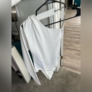 Never worn, one shoulder bodysuit.